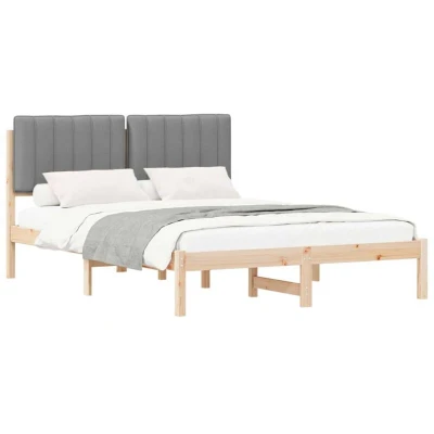 Paveikslėlis vidaXL Bed Frame with Upholstered Headboard Light Grey 140 x 190 cm