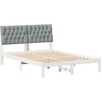 Paveikslėlis vidaXL Bed Frame Light Grey 140 x 190 cm Solid Pine Wood