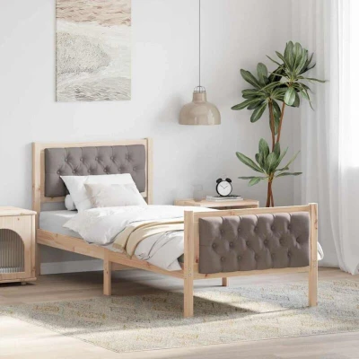 Paveikslėlis vidaXL Bed Frame with Headboard Taupe 80 x 200 cm Solid Pine Wood