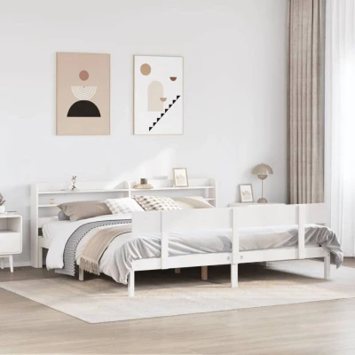 Paveikslėlis vidaXL Bed Frame without Mattress White 180x200 cm Super King Solid Wood Pine