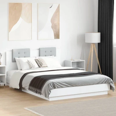 Paveikslėlis vidaXL Bed Frame with LED without Mattress White 150x200 cm King Size
