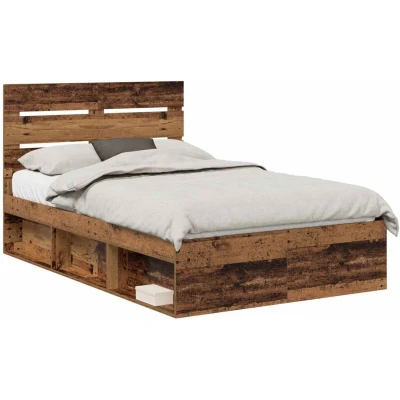 Paveikslėlis vidaXL Bed Frame with Headboard Old Wood 120 x 200 cm Solid Pine
