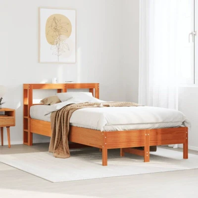 Paveikslėlis vidaXL Bed Frame without Mattress Wax Brown 120x200 cm Solid Wood Pine