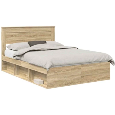 Paveikslėlis vidaXL Bed Frame with Headboard Sonoma 140 x 190 cm Solid Pine Wood