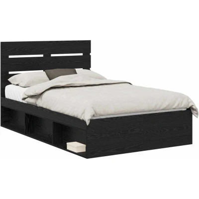 Paveikslėlis vidaXL Bed Frame with Headboard Black 120 x 200 cm Solid Pine Wood