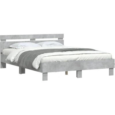 Paveikslėlis vidaXL Bed Frame with LED without Mattress Concrete Grey 140x200 cm