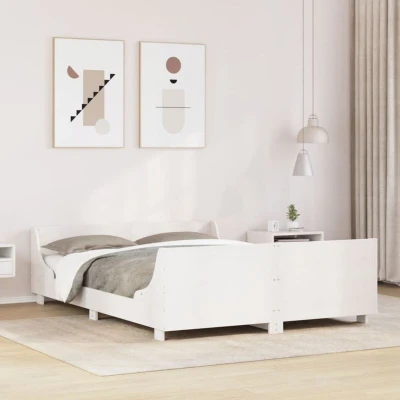 Paveikslėlis vidaXL Bed Frame without Mattress White 120x200 cm Solid Wood Pine