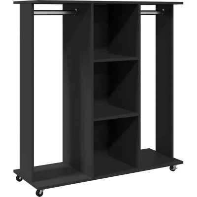Paveikslėlis vidaXL Wardrobe with Wheels Black 102x38x110 cm Engineered Wood