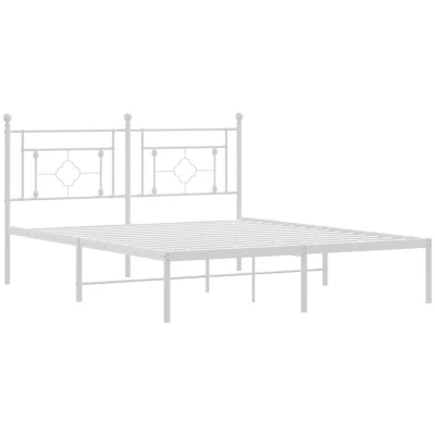 Paveikslėlis vidaXL Metal Bed Frame without Mattress with Headboard White 160x200cm