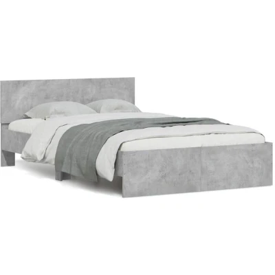 Paveikslėlis vidaXL Bed Frame with Headboard and LED Concrete Grey 120x200 cm
