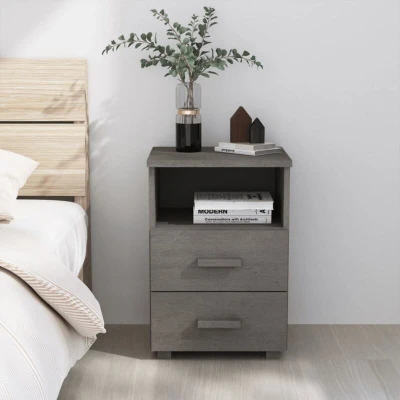 Paveikslėlis vidaXL Bedside Cabinet HAMAR Light Grey 40x35x62 cm Solid Wood Pine