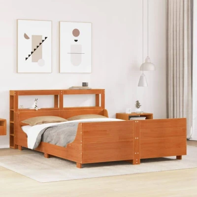 Paveikslėlis vidaXL Bed Frame without Mattress Wax Brown 120x200 cm Solid Wood Pine