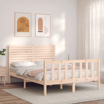Paveikslėlis vidaXL Bed Frame without Mattress Double Solid Wood Pine