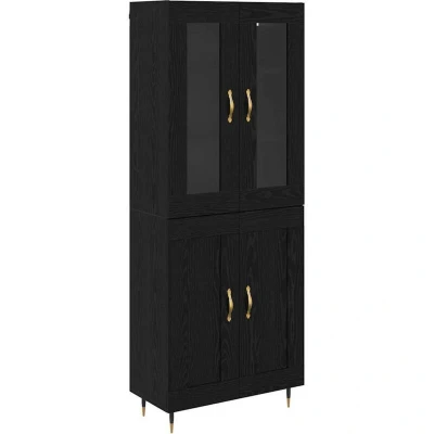Paveikslėlis vidaXL Highboard 2 pcs Black Oak Engineered Wood