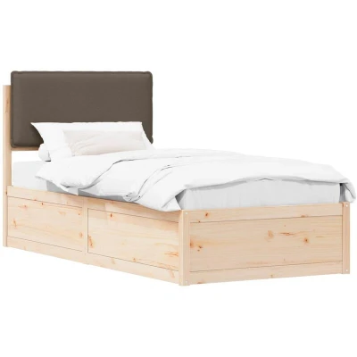 Paveikslėlis vidaXL Bed Frame with Upholstered Headboard Taupe 90 x 200 cm