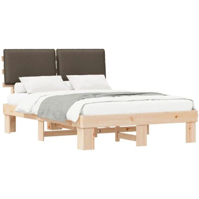 Paveikslėlis vidaXL Bed Frame with Upholstered Headboard Taupe 160 x 200 cm