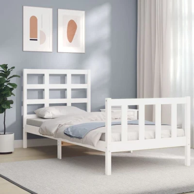Paveikslėlis vidaXL Bed Frame without Mattress White 90x190 cm Single Solid Wood Pine