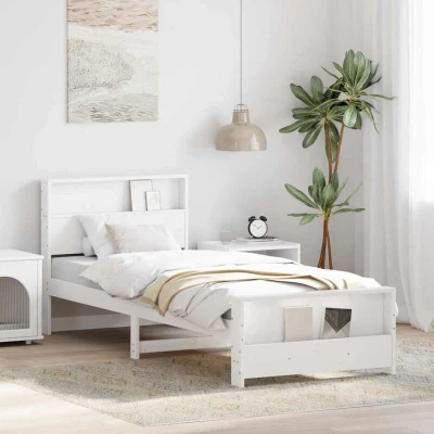 Paveikslėlis vidaXL Bed Frame with Headboard White 80 x 200 cm Engineered Wood