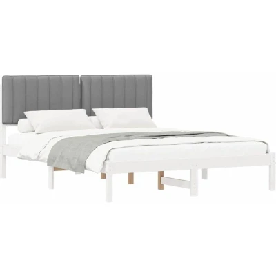 Paveikslėlis vidaXL Bed Frame with Upholstered Headboard Light Grey 160 x 200 cm
