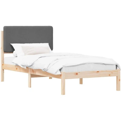 Paveikslėlis vidaXL Bed Frame with Upholstered Headboard Dark Grey 75 x 190 cm