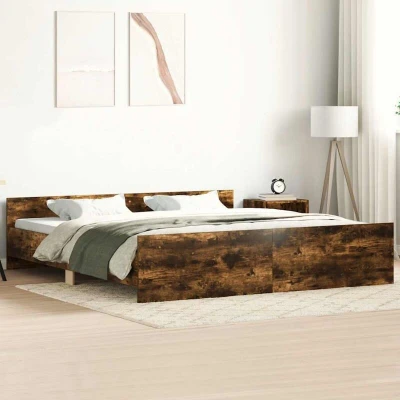 Paveikslėlis vidaXL Bed Frame without Mattress Smoked Oak 180x200 cm Super King