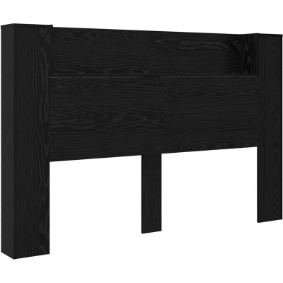 Paveikslėlis vidaXL Headboard Cabinet with LED Black Oak 160 x 16.5 103.5 cm