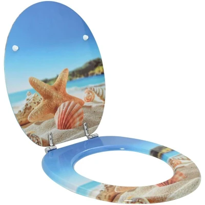Paveikslėlis vidaXL Soft-Close Toilet Seat Light Blue 44 x 38 cm MDF board