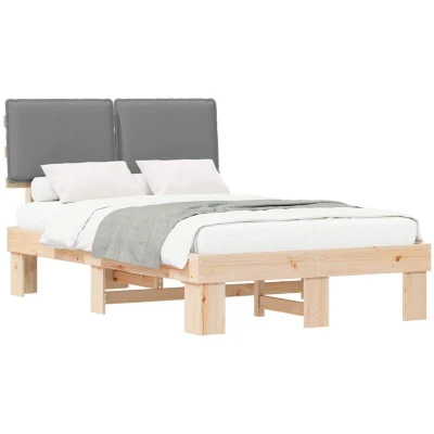Paveikslėlis vidaXL Bed Frame with Upholstered Headboard Light Grey 120 x 200 cm