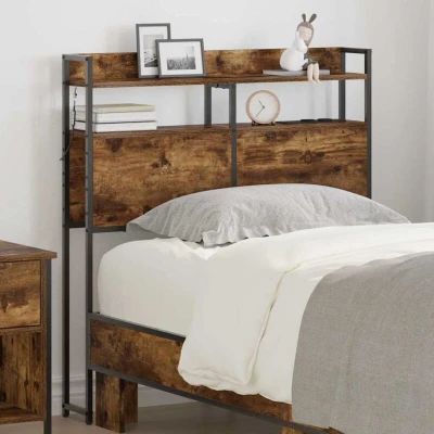 Paveikslėlis vidaXL Storage Headboard with Smoked oak Engineered wood