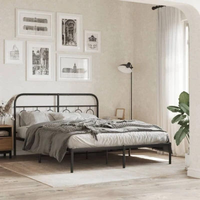 Paveikslėlis vidaXL Metal Replace Headboard Black 137 cm