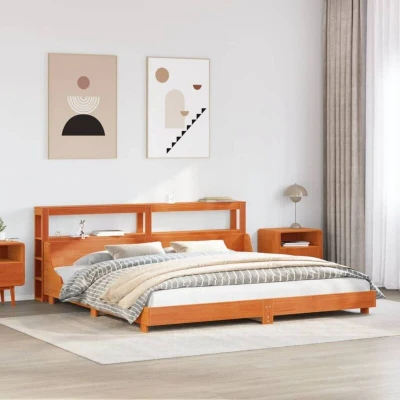 Paveikslėlis vidaXL Bed Frame without Mattress Wax Brown 200x200 cm Solid Wood Pine