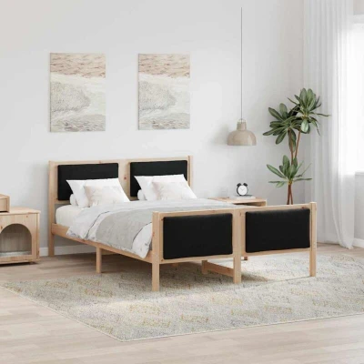 Paveikslėlis vidaXL Bed Frame with Headboard Black 140 x 200 cm Fabric