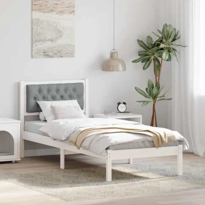 Paveikslėlis vidaXL Bed Frame with Headboard Light Grey 75 x 190 cm Solid Pine Wood
