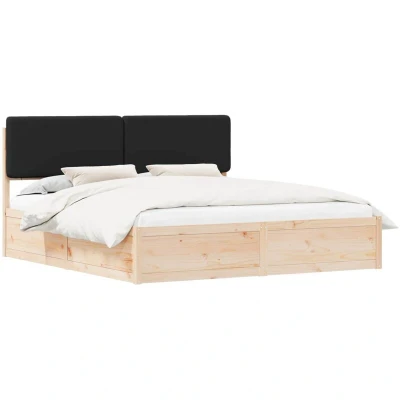 Paveikslėlis vidaXL Bed Frame with Upholstered Headboard Black 200 x cm
