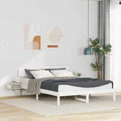 Paveikslėlis vidaXL Bed Frame with Headboard White 160 x 200 cm Solid Pine Wood
