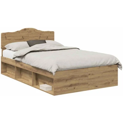 Paveikslėlis vidaXL Bed Frame Artisian Oak 120 x 190 cm Solid Pine Wood