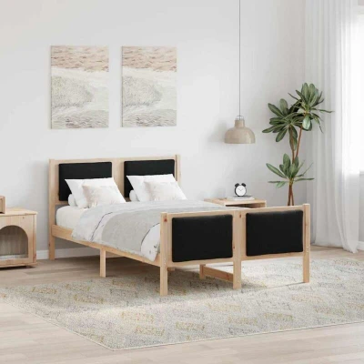 Paveikslėlis vidaXL Bed Frame with Headboard Black 120 x 190 cm Fabric