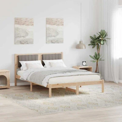 Paveikslėlis vidaXL Bed Frame with Upholstered Headboard Taupe 140 x 200 cm