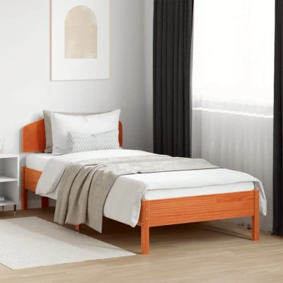 Paveikslėlis vidaXL Bed Frame without Mattress Wax Brown 100x200 cm Solid Wood Pine