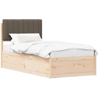 Paveikslėlis vidaXL Bed Frame with Upholstered Headboard Taupe 90 x 200 cm