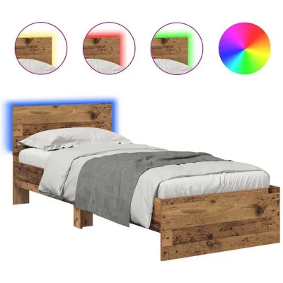 Paveikslėlis vidaXL Bed Frame with Headboard Old Wood 75 x 190 cm Engineered