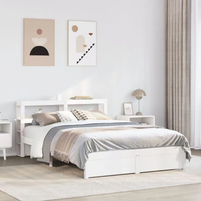 Paveikslėlis vidaXL Bed Frame with Headboard without Mattress White 150x200 cm King Size
