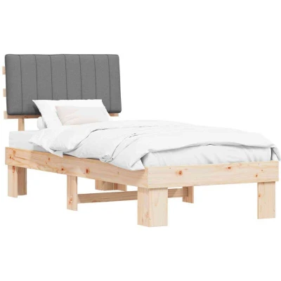 Paveikslėlis vidaXL Bed Frame with Upholstered Headboard Light Grey 90 x 190 cm