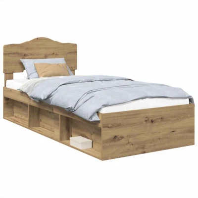 Paveikslėlis vidaXL Bed Frame Artisian Oak 100 x 200 cm Solid Pine Wood