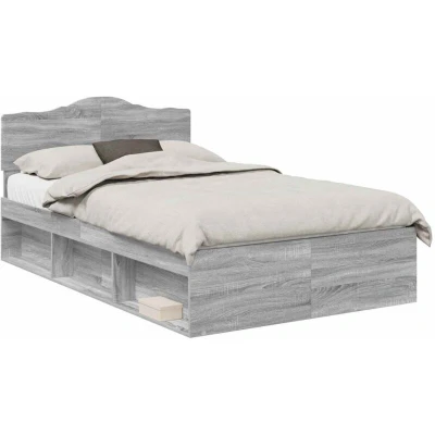 Paveikslėlis vidaXL Bed Frame Grey Sonoma 135 x 190 cm Solid Pine Wood