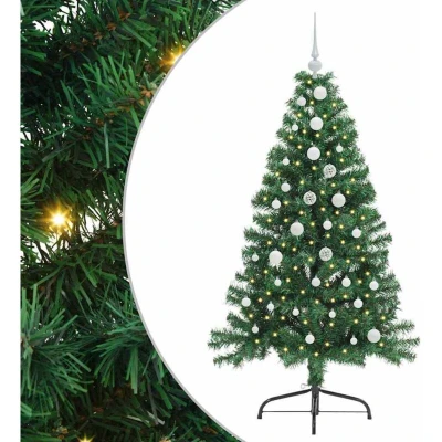 Paveikslėlis vidaXL Artificial Pre-lit Christmas Tree Green 150 cm PVC