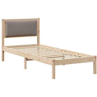 Paveikslėlis vidaXL Bed Frame with Headboard Taupe 80 x 190 cm Solid Pine Wood
