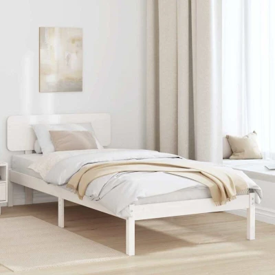 Paveikslėlis vidaXL Bed Frame with Headboard White 80 x 200 cm Solid Pine Wood