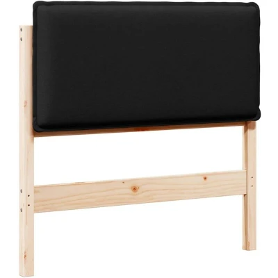 Paveikslėlis vidaXL Upholstered Headboard Natural and Black 90 cm Solid Pine Wood