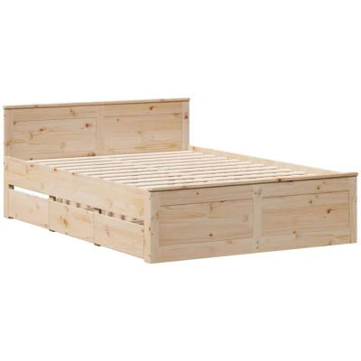 Paveikslėlis vidaXL Bed Frame without Mattress with Headboard 160x200 cm Solid Wood Pine